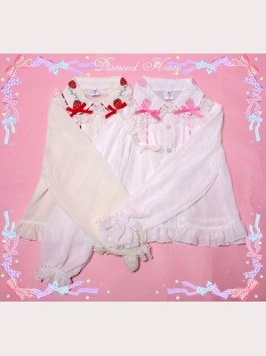 Diamond Honey Strawberries Embroidery Blouse (Long Sleeves)
